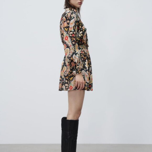 BRAND NEW ZARA COLLECTION PRINTED SHORT DRESS MULTICOLORED - Picture 3 of 7